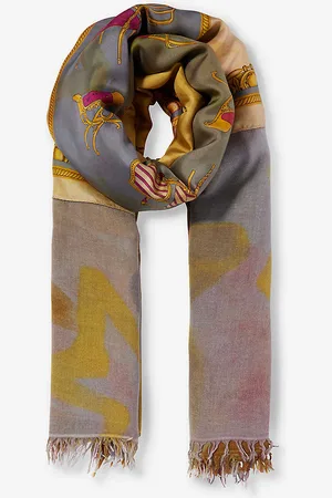 DIANORA SALVIATI Graphic-pattern Large Cashmere and Silk-blend Scarf
