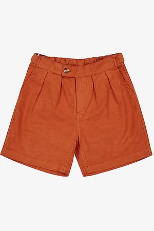 Caramel Arum Pleated Cotton-twill Shorts 3-12 Years