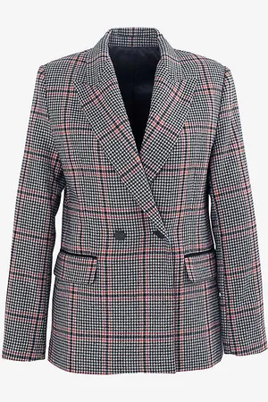 IKKS Houndstooth Double-breasted Wool-blend Blazer