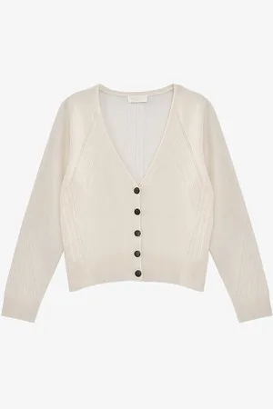 IKKS V-neck Button-down Cashmere Cardigan