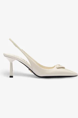 Prada Brand-plaque Slingback Heeled Leather Pumps