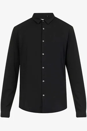 IKKS Stripe-pattern Curved-hem Regular-fit Stretch-cotton Blend Shirt