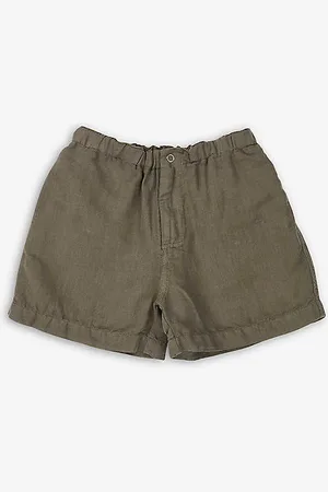 Caramel Lobster Elasticated Linen and Cotton-blend Shorts 3-12 Years