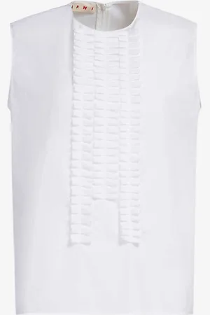Marni Frilled-trim Sleeveless Cotton Top