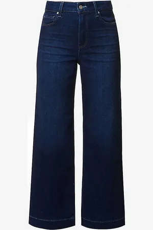 Paige Anessa Distressed Mid-rise Wide-leg Cotton-blend Jeans