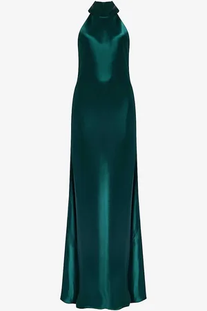 GALVAN Sienna Halterneck Satin Midi Dress