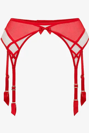 Agent Provocateur Cherise Sheer-panel Mid-rise Mesh Suspender Belt