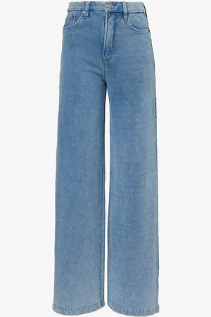 GOOD AMERICAN Jeanius Wide-leg Mid-rise Cotton Trousers