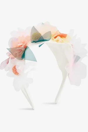 Meri Meri Floral and Pom-pom Organza Mesh Headband