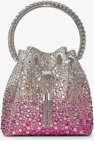 Jimmy Choo Bon Crystal-embellished Satin Top-handle Bag