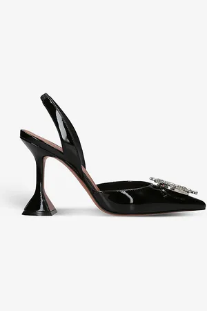 Amina Muaddi Begum Crystal-embellished Patent-leather Slingback Courts