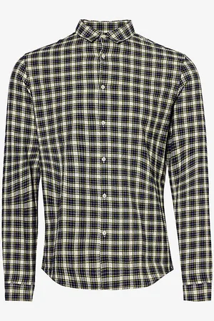 IKKS Checked Curved-hem Cotton Shirt