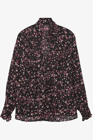 IKKS Floral-pattern Ruffle-trim Woven Blouse
