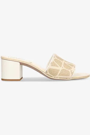 VALENTINO GARAVANI Vlogo-print Woven Heeled Mules