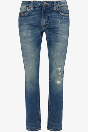 Nudie Jeans Lean Dean Distressed Slim-fit Tapered-leg Stretch-denim Jeans