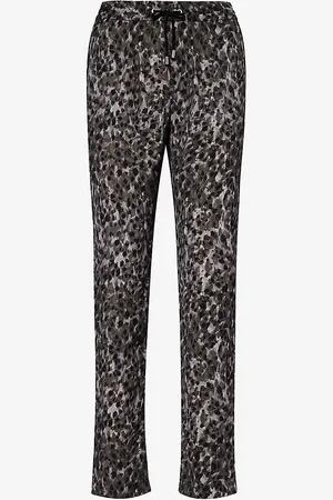 IKKS Leopard-print Straight-leg High-rise Woven Trousers