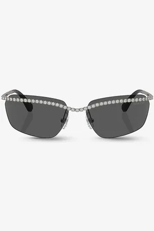 Swarovski Sk7001 Rectangle-frame Gem-embellished Metal Sunglasses