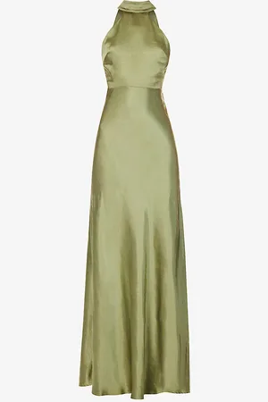 Six Stories Halterneck Slim-fit Satin Maxi Dress