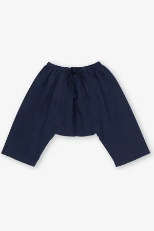 Caramel Linum Stripe-pattern Elasticated-waist Cotton Trousers 1-2 Years