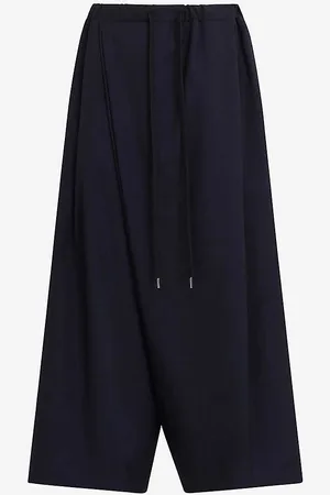 Marni Draped Wide-leg Mid-rise Wool Trousers