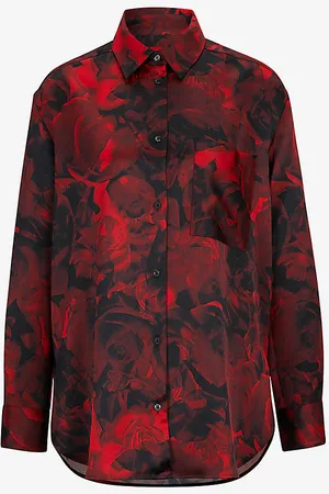 HUGO BOSS Rose-print Relaxed-fit Woven Shirt