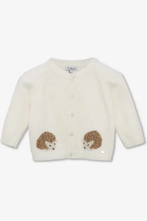 FrenchTrotters Prickles Hedgehog-intarsia Knitted Cardigan 0-9 Months