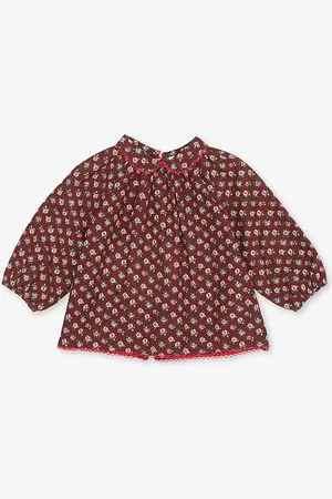 Caramel Jaya Floral-print Long-sleeve Cotton Blouse 12-24 Months
