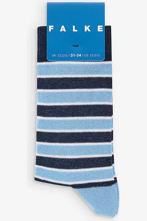 Falke Simple Stripes Logo-print Stripe-pattern Stretch-cotton Blend Socks