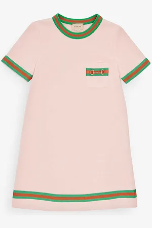 Gucci Ribbed-neck Short-sleeve Cotton-jersey Dress 4-12 Years