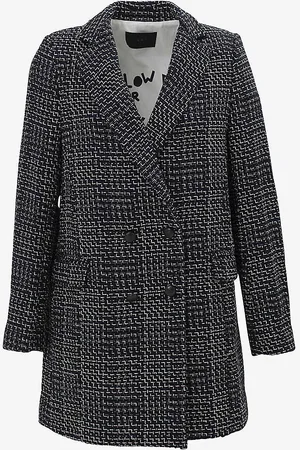 IKKS Checked-pattern Double-breasted Cotton-blend Coat