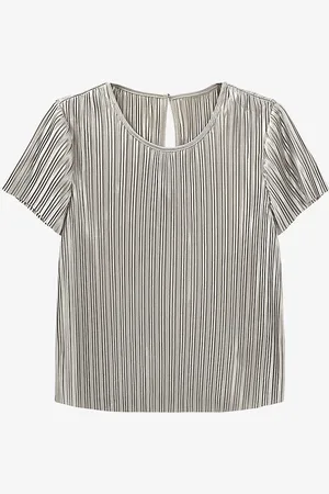 IKKS Pleated Metallic-effect Woven Top