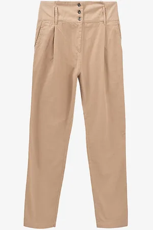 IKKS Belted Straight-leg High-rise Cotton Trousers