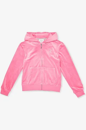 Juicy Couture Brand-embellished Regular-fit Stretch-velour Hoody 7-16 Years