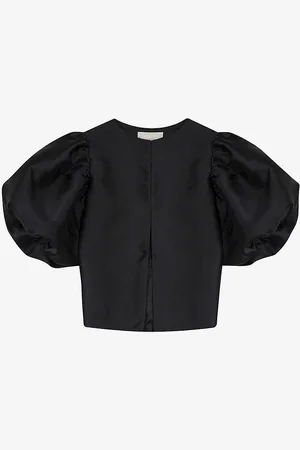 By Malina Cleo Balloon-sleeve Satin Blouse