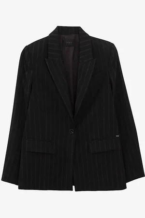 IKKS Striped Peak-lapel Stretch-woven Blazer