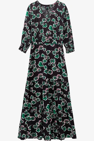 IKKS Floral-print Cut-out Woven Maxi Dress