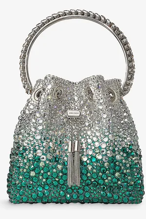 Jimmy Choo Bon Crystal-embellished Satin Top-handle Bag