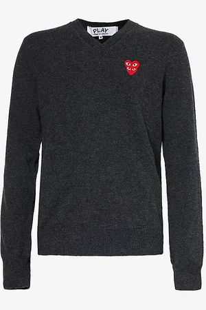 Comme des Garçons Heart-appliqué Crewneck Wool-knit Jumper
