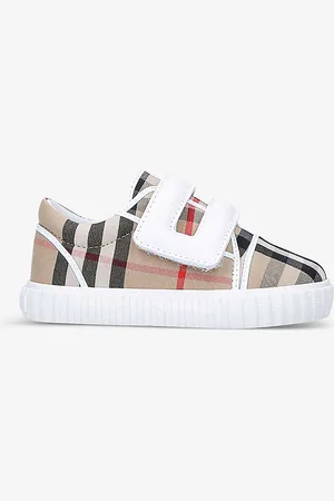 Burberry Vintage Check-print Cotton and Leather Trainers 6-24 Months