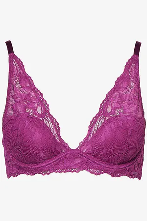 Calvin Klein Semi-sheer Floral-embroidered Stretch-lace Underwired Bra in  Pink