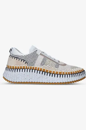 Chloé Nama Embroidered Suede and Recycled Mesh Trainers