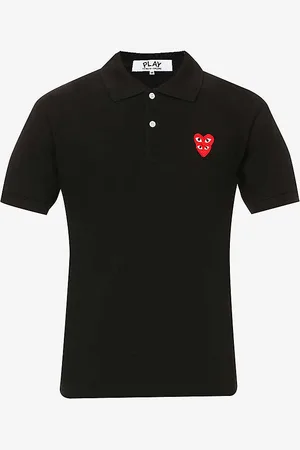 Comme des Garçons Overlap Heart-print Cotton Polo Shirt