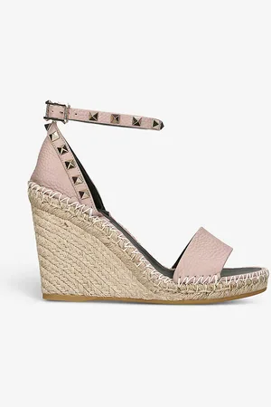 VALENTINO GARAVANI Rockstud 105 Leather Espadrille Wedges