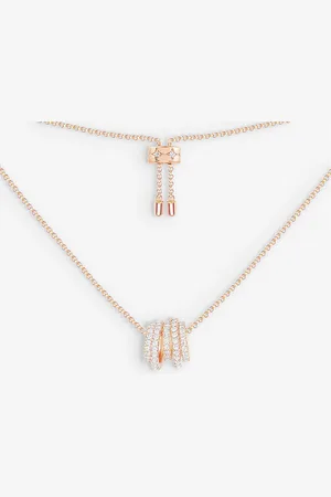 APM Monaco Five-hoop 18ct -plated Brass and Zirconia Necklace