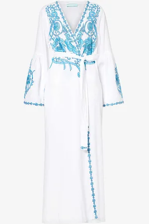 Melissa Odabash Romilly Floral-embroidered Cotton and Linen-blend Cover Up