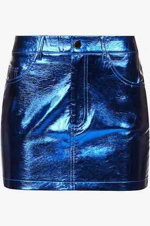 Amy Lynn Metallic Mid-rise Faux-leather Mini Skirt
