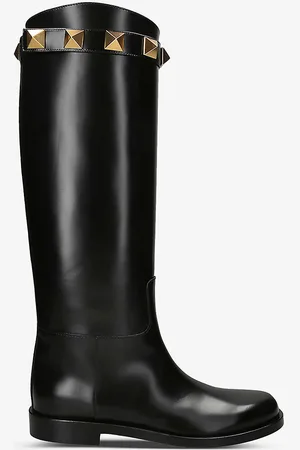 VALENTINO GARAVANI Roman Stud Leather Knee-high Boots