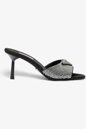 Prada Crystal-embellished Satin and Leather Heeled Sandals