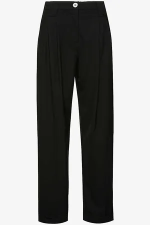 Ganni Drapey Relaxed-fit Straight-leg Mid-rise Recycled Polyester-blend Trousers