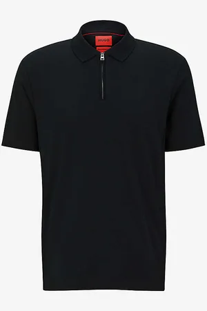 HUGO BOSS Zip Placket Stretch Cotton-blend Polo Shirt